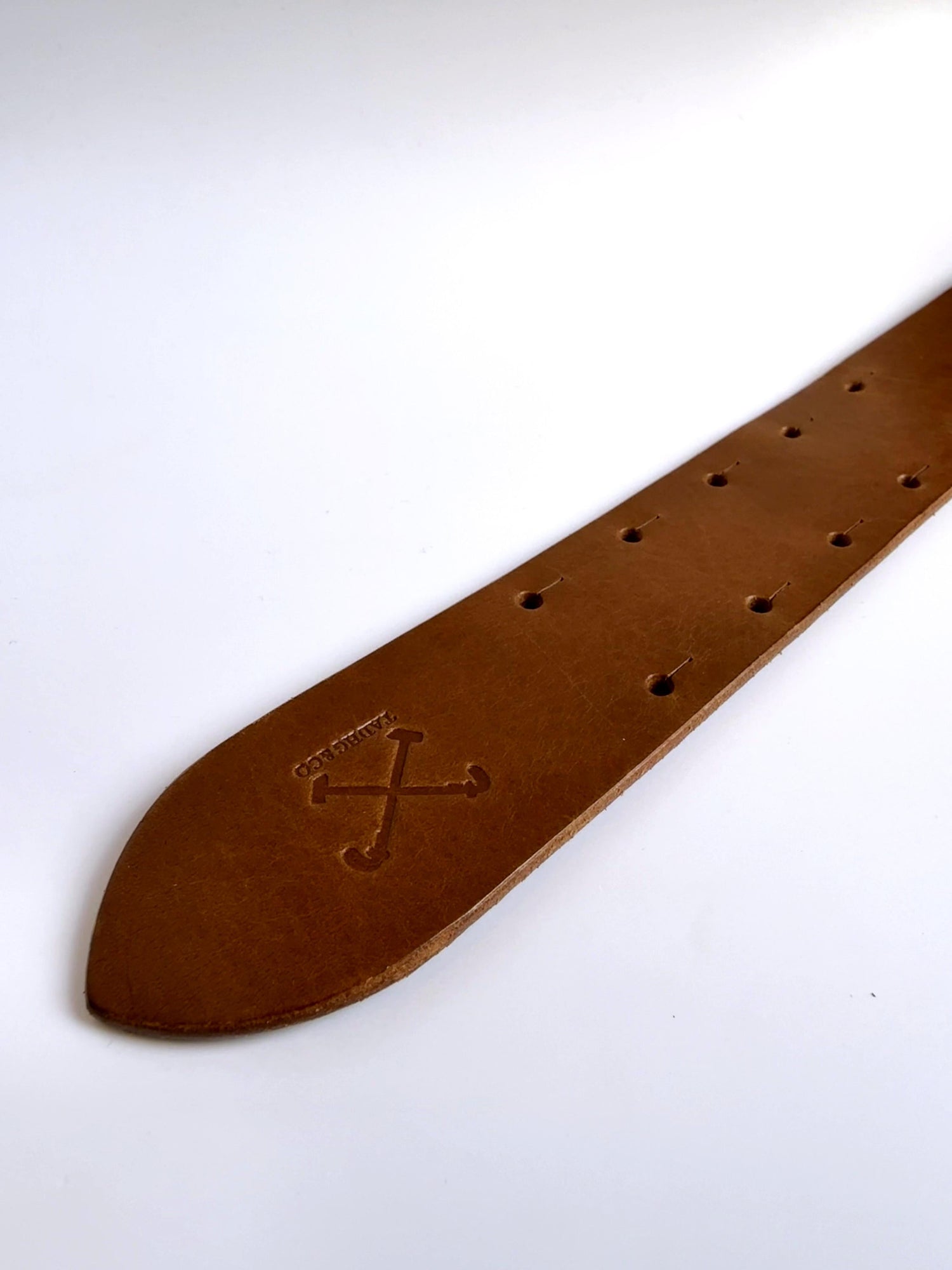 Tadhg & Co tan top grain Italian leather belt strap - handmade in the UK.