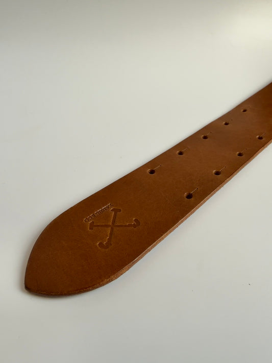 Tadhg & Co tan top grain Italian leather interchangeable belt - handmade in the UK.