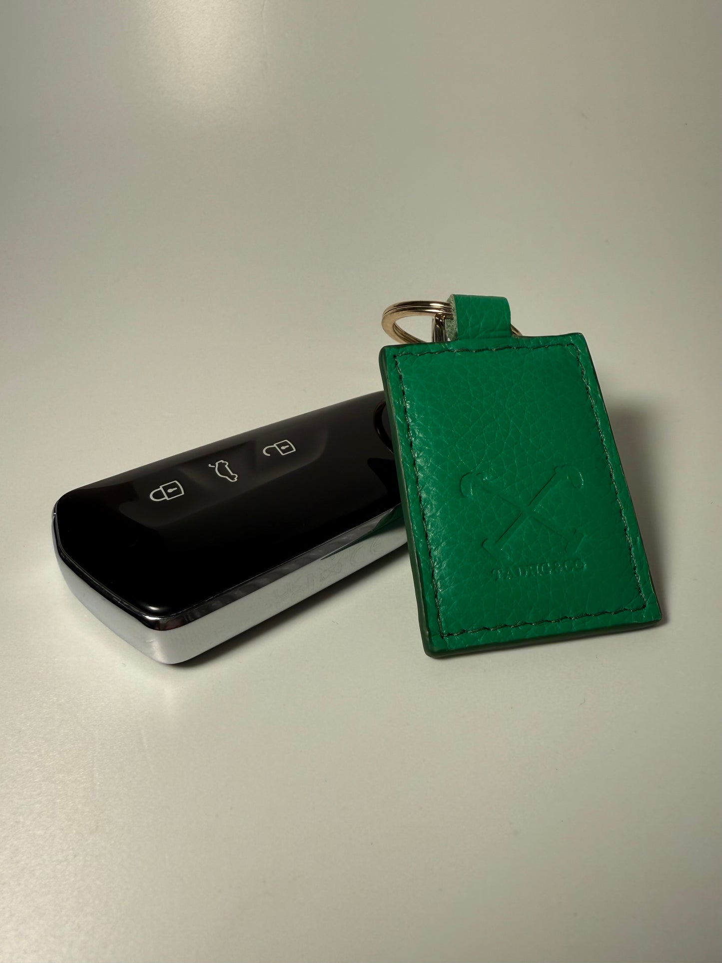 Green Pebble Grain Key Ring