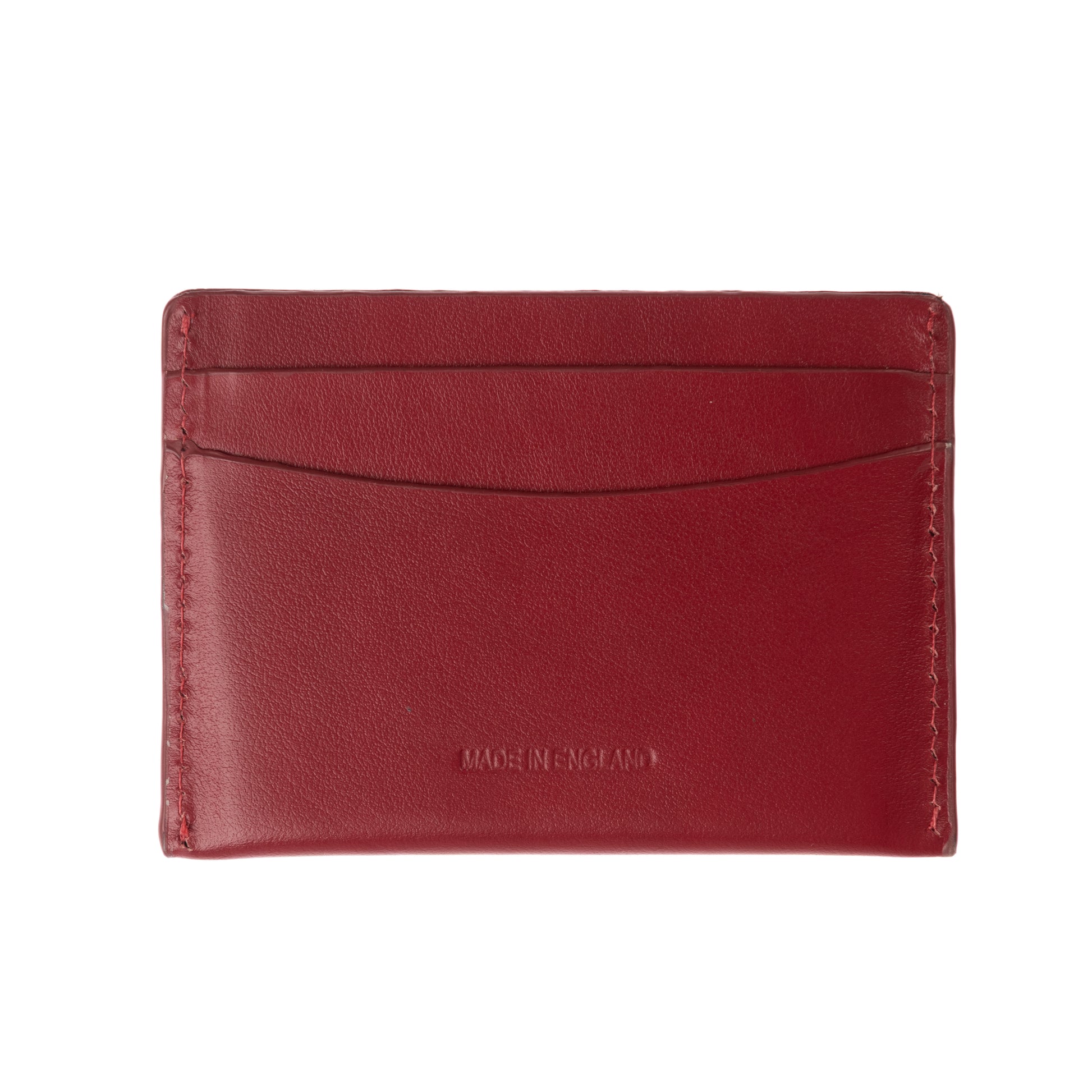 Handmade in Britain Cricket ball red card holder, made from top grain Italian leather with equestrian polo themed logo - back side. 