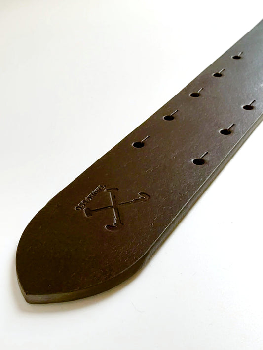 Tadhg & Co chocolate top grain Italian leather belt strap - handmade in the UK.